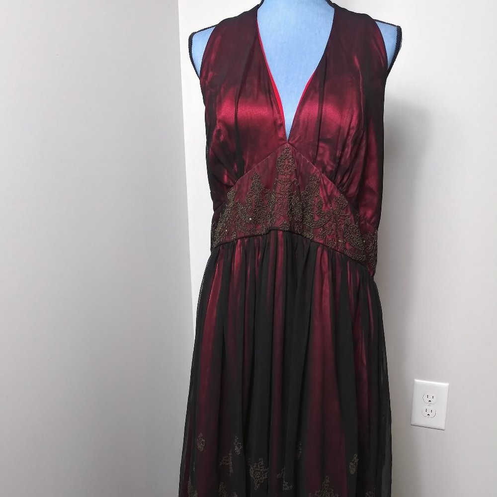 Red/Black Halter evening Gown